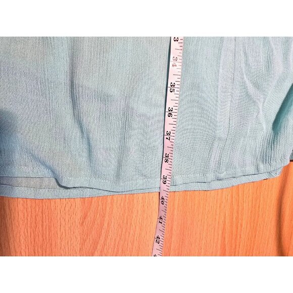 Soft Surroundings Dress M Crepe Blue Coastal Tropical Resort Boho Flowy Popover - Picture 7 of 12